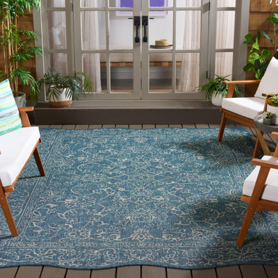 Tapis d'intérieur / extérieur à motif floral Cherene