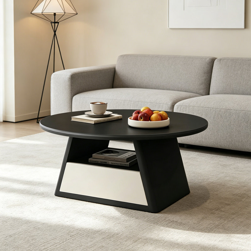 1 table basse simple, Noir, Noir / blanc, H 15,74 po x L 35,43 po x l 35,43 po