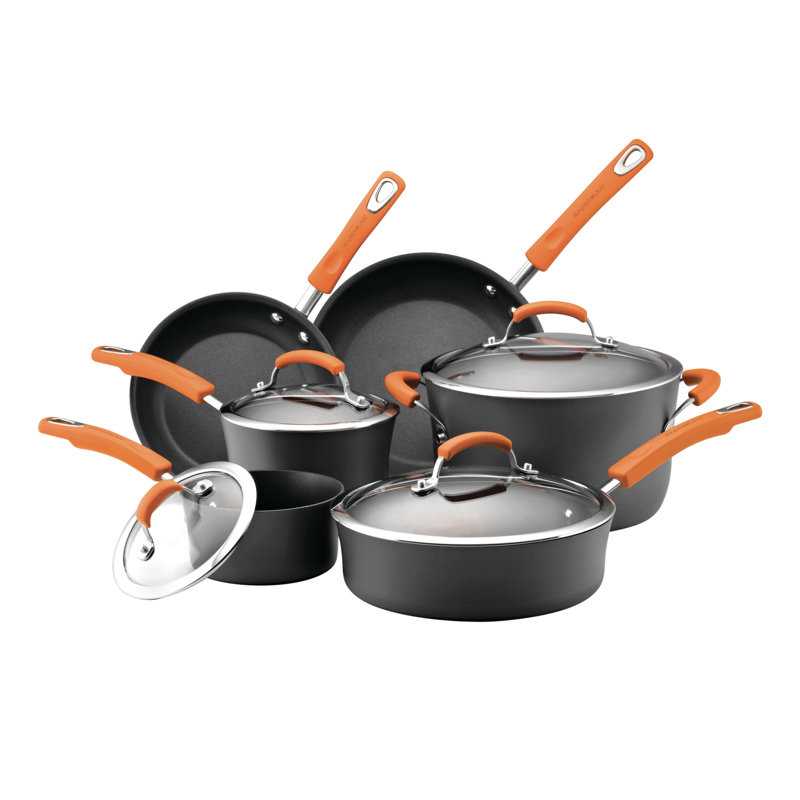 Rachael Ray Gray 10-Piece Nonstick Aluminum Cookware Set