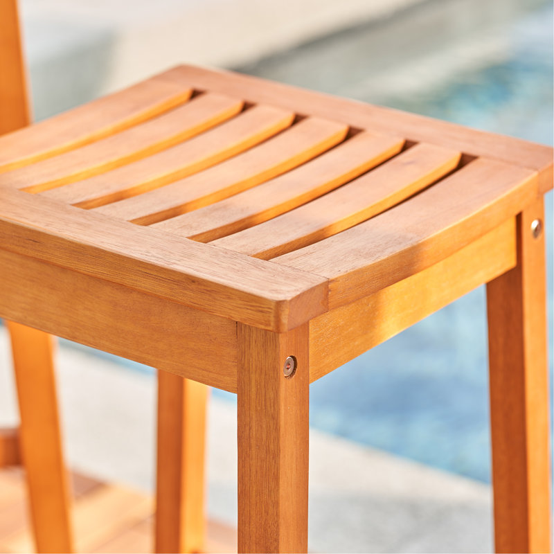 Honey Eucalyptus Wooden Outdoor Dining Stool