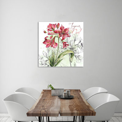 Chistmas Amarillys: Joyeux Noel - Wrapped Canvas Painting