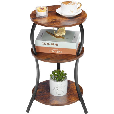 Retro-Style 3-Tiered Slim-Waisted Round Bedside Table