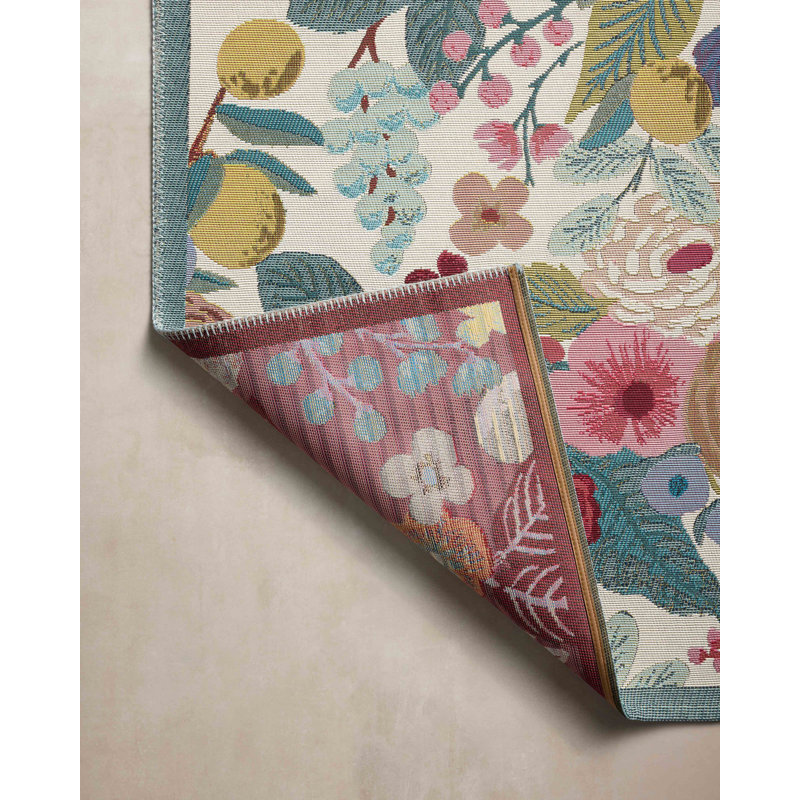 Rifle Paper Co. x Loloi Perennial Rose / Multi Indoor / Outdoor Area Rug, Rectangle 2'5" x 3'11"