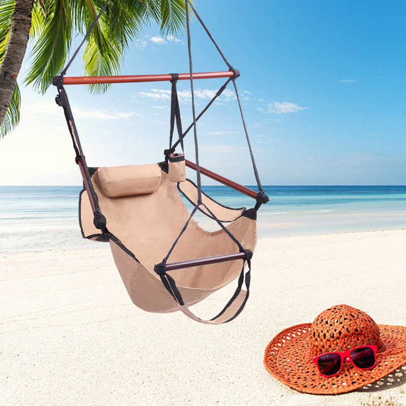 Chaise hamac Bryanna, Tanné, Bois naturel