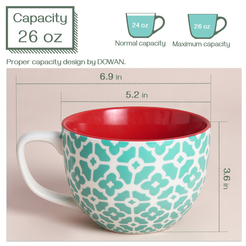 Ensemble de 4 grandes tasses à café en céramique 24 oz