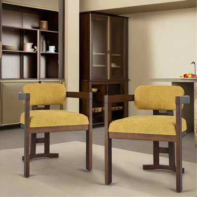 Chaise de salle à manger intérieure en bois rembourrée (ensemble de 2)