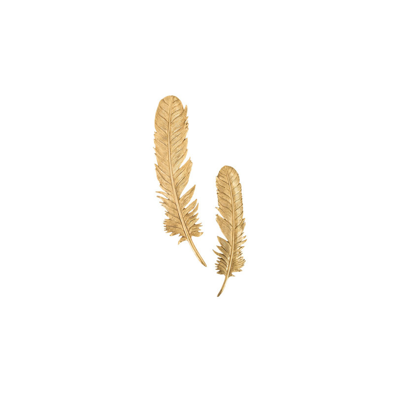 Gold Resin Feather Leaf Wall Décor Set of 2