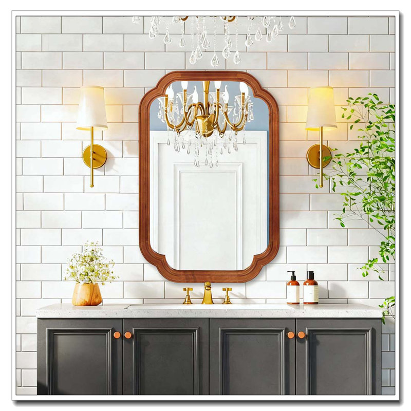Miroir de coin 24 po x 36 po, 36 po x 24 po, Brun jaune