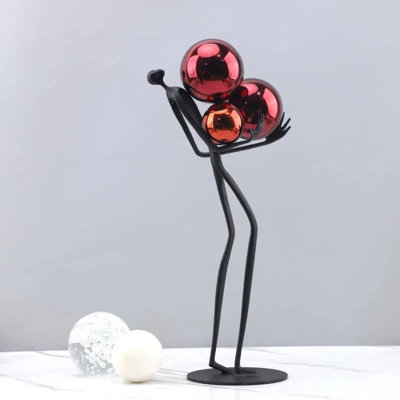 1Pcs Minimalist Accessories, Metal, Golden Ball Decoration, Abstract Characters, Statues, Desktop Decorative Sculptures