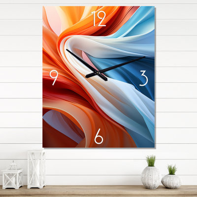 Blue Brown Fractal Spiral II - Abstract Wall Clocks