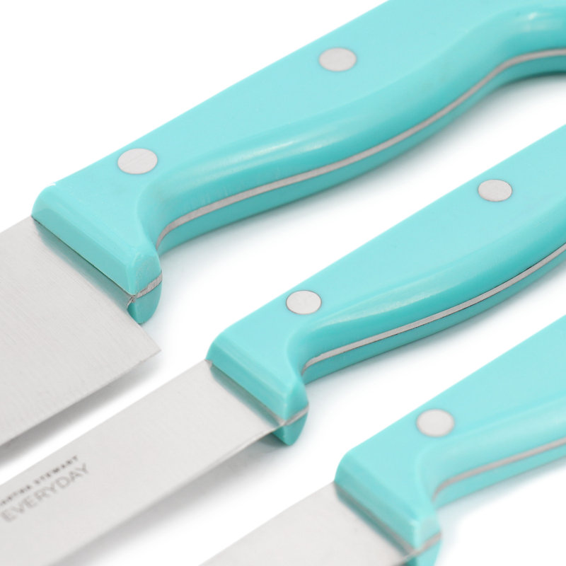 Martha Stewart Everyday Keswick 3 Piece Stainless Steel Assorted Knife Set, Teal