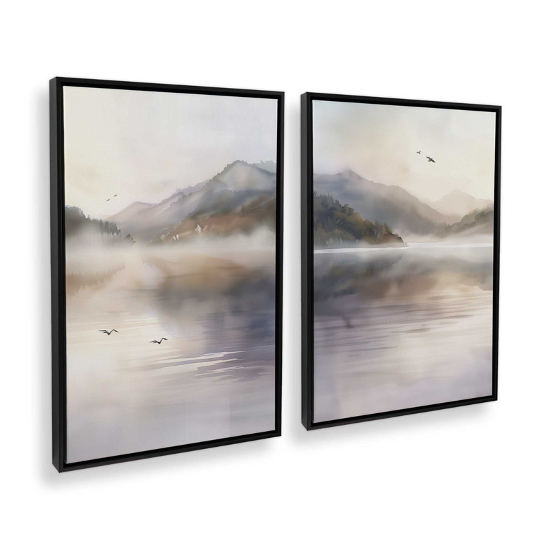36 po x 24 po, ensemble de 2 impressions sur toile dans un cadre en chrome poli, Cadre flottant noir satiné