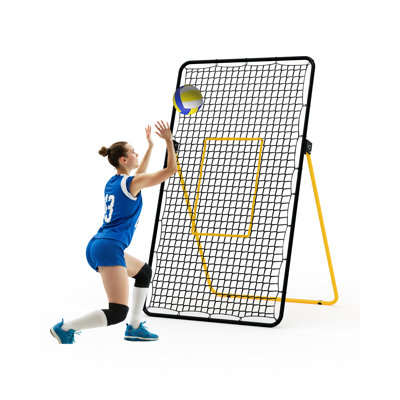 7x4 FT Volleyball Practice Net with 5 Adjustable Angles Portable Steel Frame for Indoor Outdoor Backyard Drills