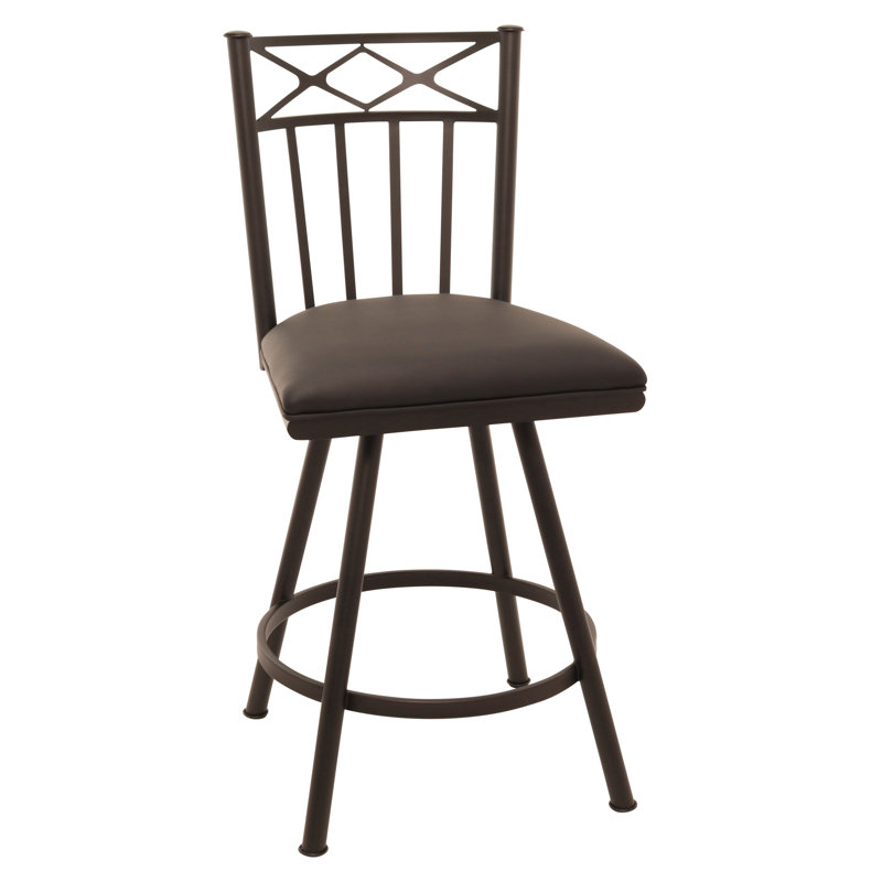 Tabouret de comptoir pivotant 26 po Sunnydale Lennix, Finition onyx noir et similicuir noir obsidienne