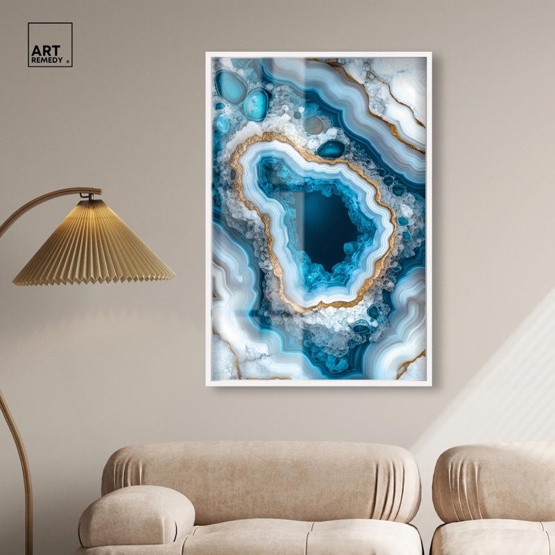 «Godeed Geode Eye I Shadowbox Print» par Art Remedy, H 46 po x l 31 po, Blanc