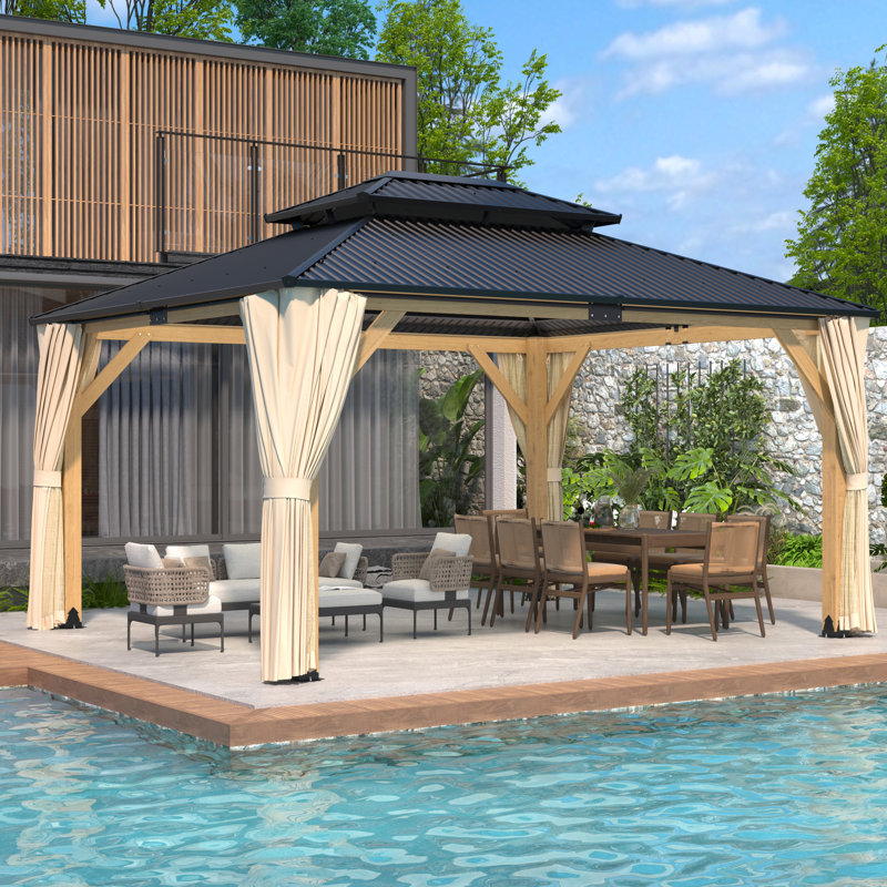 Solid Wood Patio Gazebo, 15' x 13'