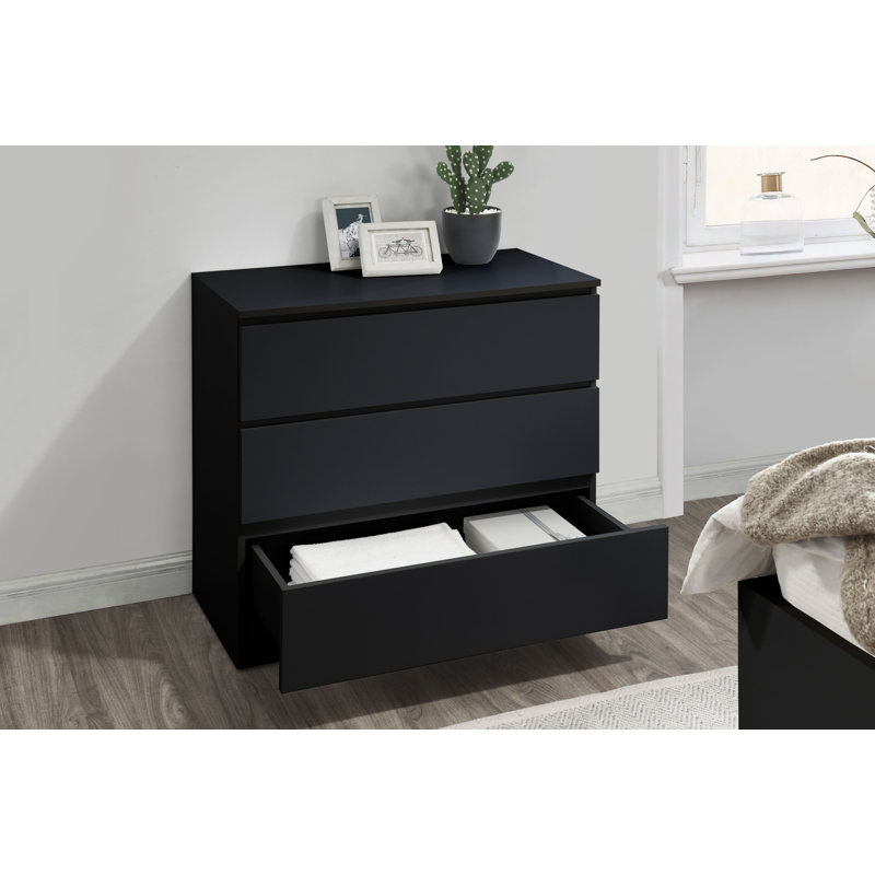 Marqita 3 Drawer 80cm W Chest of Drawers, Black