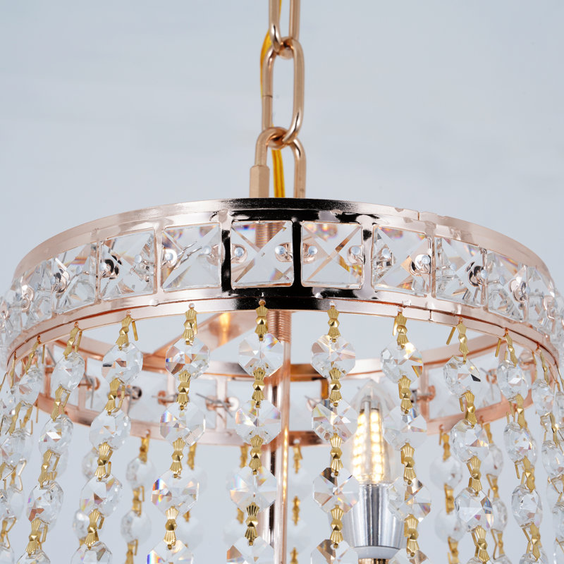 Lustre empire 15 lumières à 6 niveaux en cristal doré à intensité variable Glam