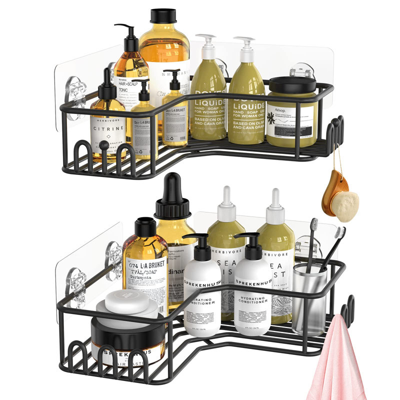 Lobel Adhesive Stainless Steel Shower Shelf, Black