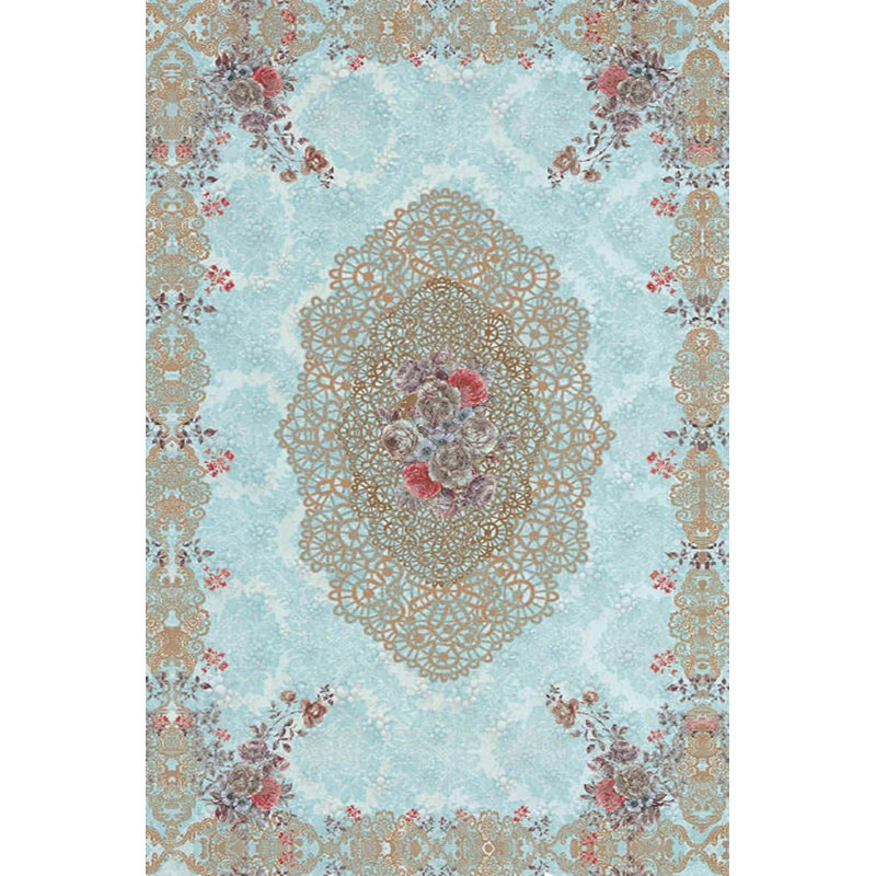 Tapis luxueux en velours (4,6 x 7,2 pi), tissu antibactérien à 100%, envers en coton antidérapant, hauteur des poils: 0,4 po | Lavable à la machine, impression numérique 3D | Parfait pour le décor du salon et de la chambre à coucher, doux et durable