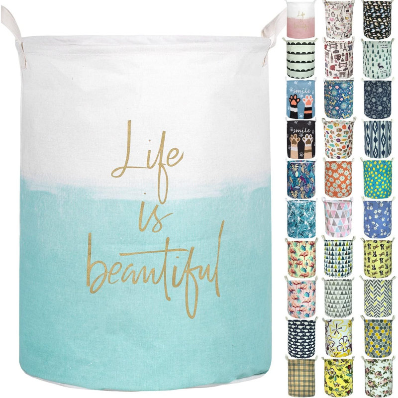 Merdes 19.7’’ Waterproof Foldable Laundry Hamper, Dirty Clothes Laundry Basket, Linen Bin Storage Organizer For Toy Collection (Life Blue)