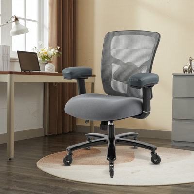 Fauteuil de bureau en filet de 500 lbs, grand et haut, siège de bureau ergonomique à large siège avec accoudoirs 4D, support lombaire réglable, roulettes silencieuses à base métallique.