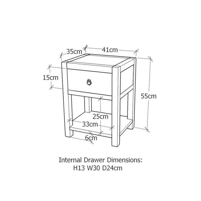 Chavez 41cm W Solid + Manufactured Wood Bedside Table, Black