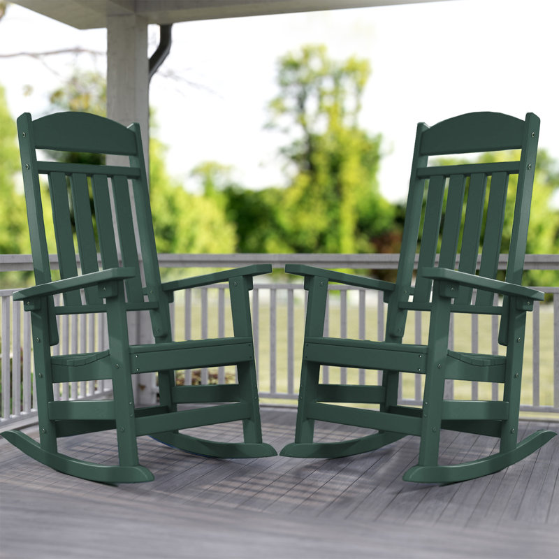 Chaise berçante pour l'extérieur en PEHD Oxing, Vert foncé