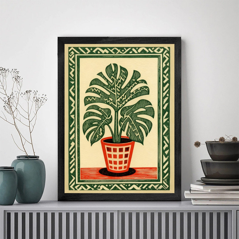 «Black», plante botanique rétro, art mural - impressions d'art populaire fantaisiste, H 11 po x l 9 po