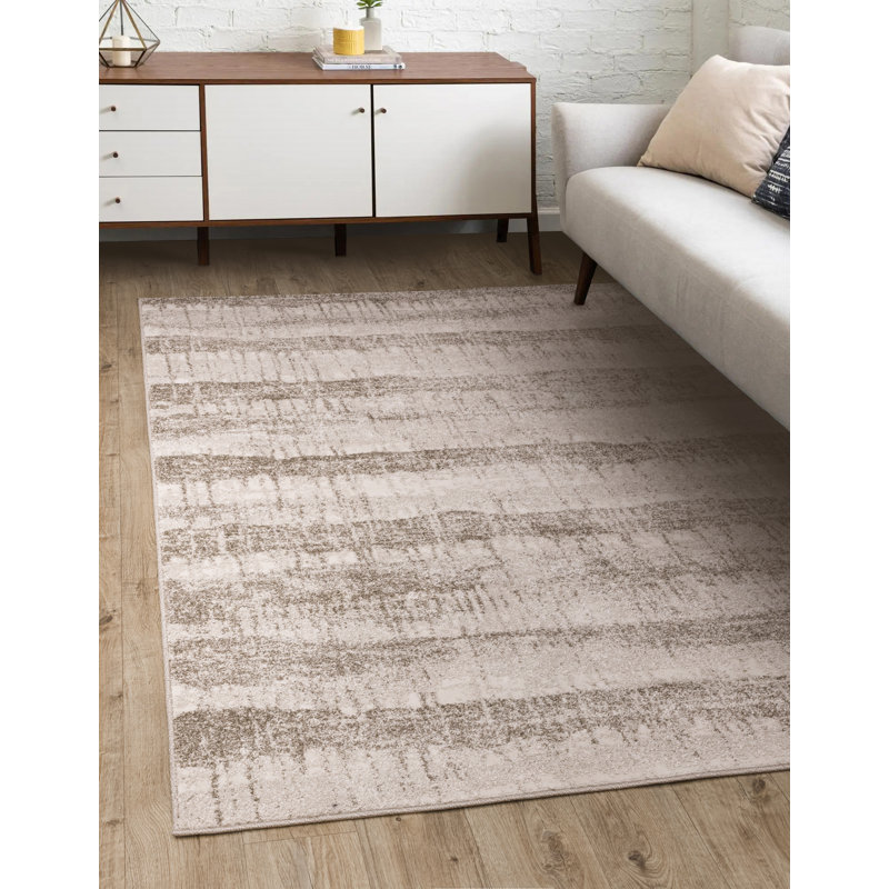 Anjolina Abstract Beige Area Rug, Rectangle 200 x 275 cm