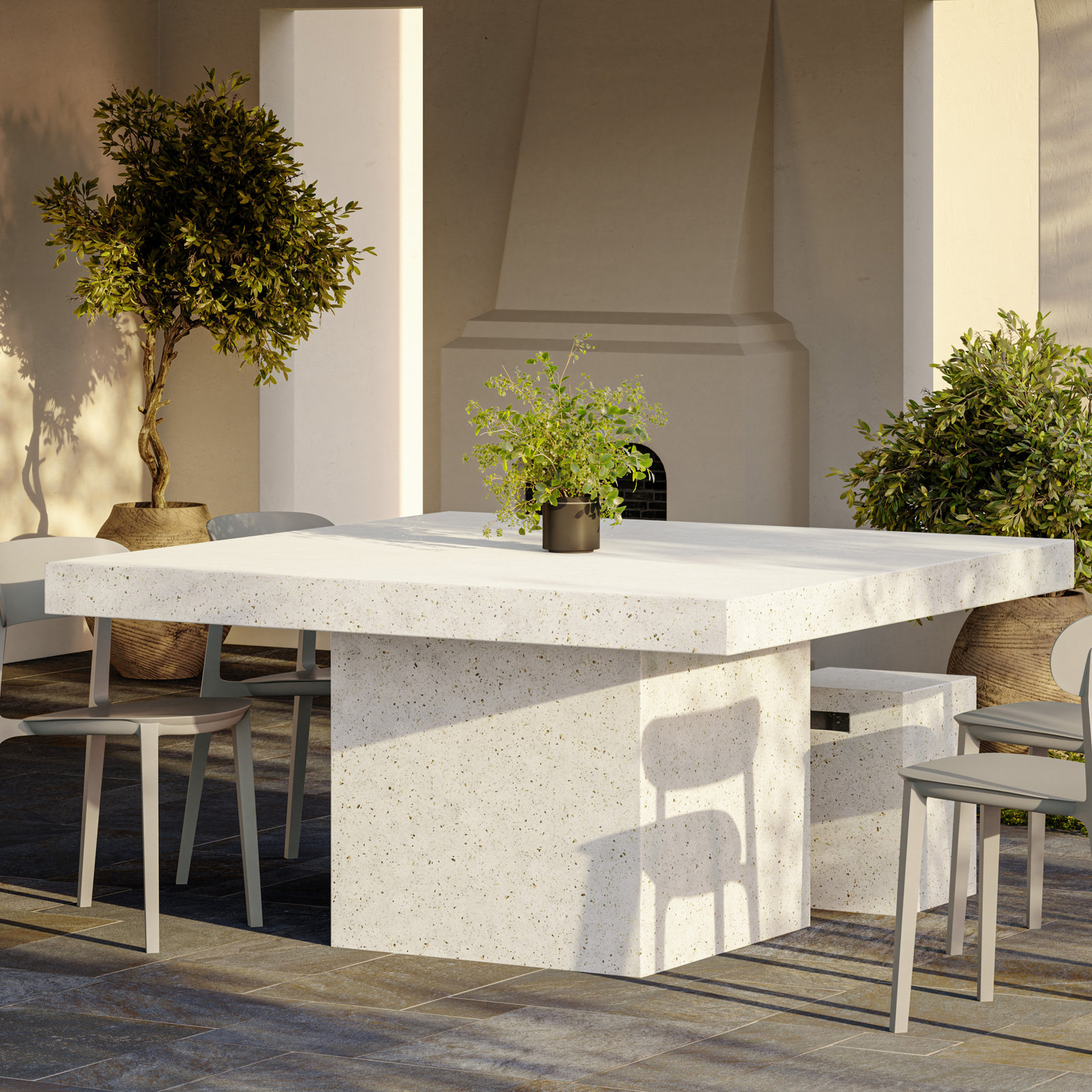 Janicka Stackable Patio Side Chair, Moss Grey