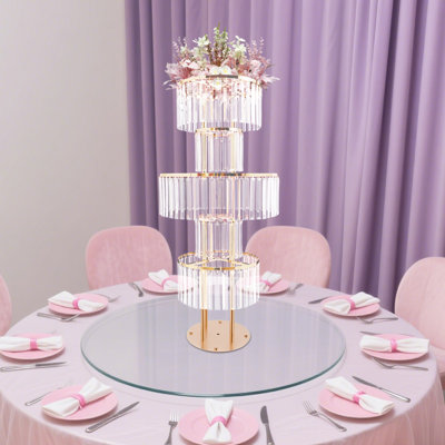 Support à fleurs élégant et moderne en métal à 5 niveaux avec base ronde pour les mariages