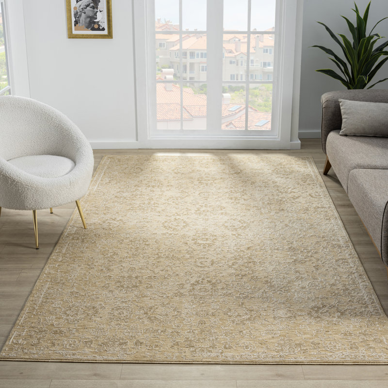 Tapis en polyester découpé Mulay Floral Farmhouse, Rectangle 7 pi 9 po x 10 pi