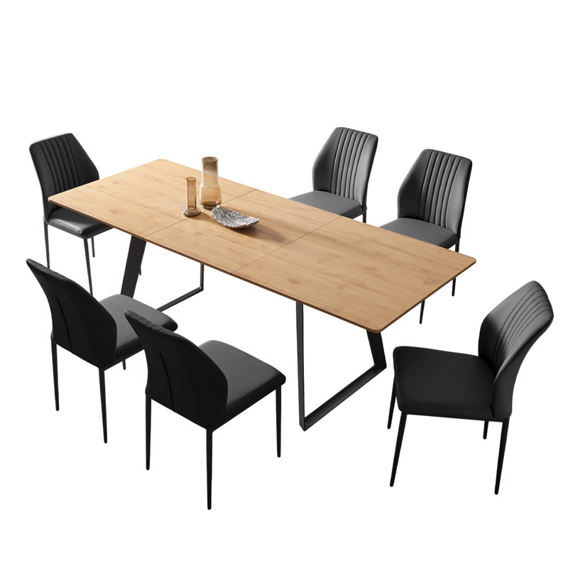 6 - Person Drop Leaf Dining Set, Black