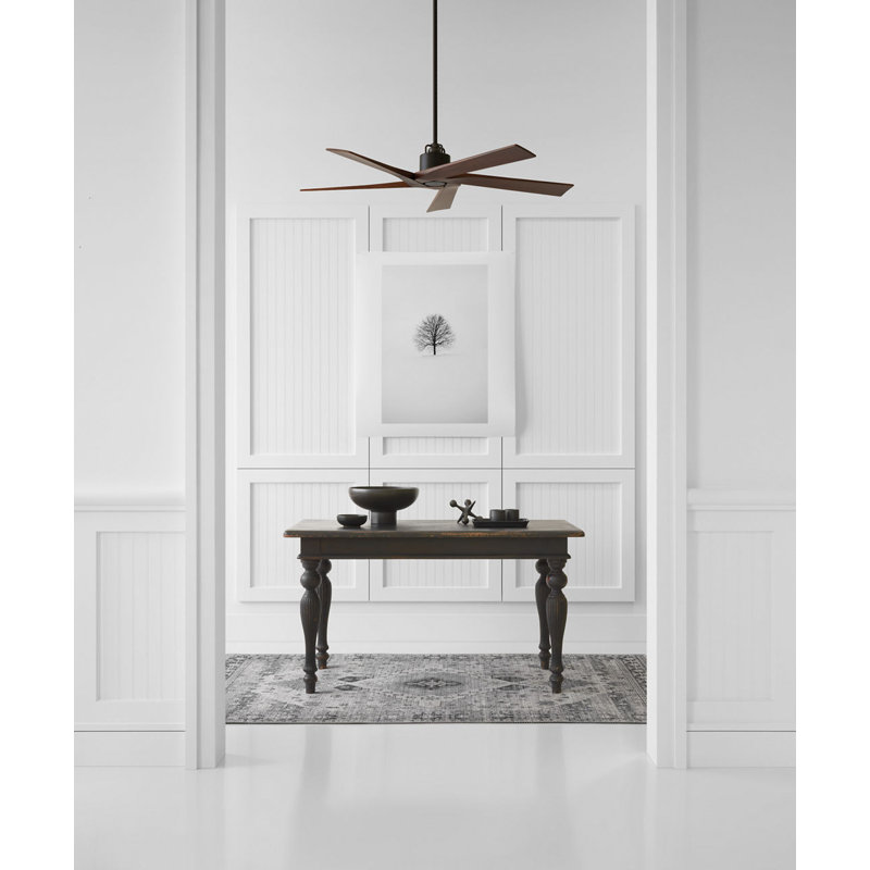 Aspen, Aged Pewter with Dark Walnut Blades, 56" Wide