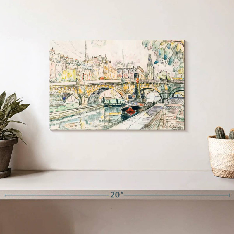 Remorqueur au Pont Neuf Paris, H 8 po x l 12 po