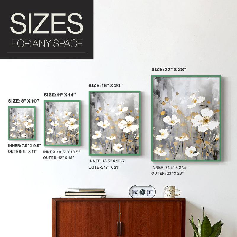 FLORAL Series CDVII - Reproduction encadrée de qualité supérieure - prête à être accrochée - aucun clou requis - aucun clou requis