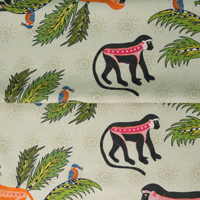 Monkey Palm Heavyweight Linen Fabric, Savannah;Mango