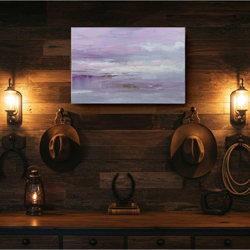 Purple Abstract Landscape Canvas, Lavender Seascape Wall Art - Pastel Lilac Cloud Print, Dreamy Bedroom Decor, Soft Nursery Horizon Painting