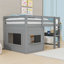Charmant lit mezzanine en bois avec tableau noir, tablette et échelle-2117946752-2117946753