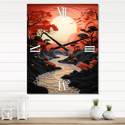 Beach Pier Perspect Papercut I - Horloges murales florales