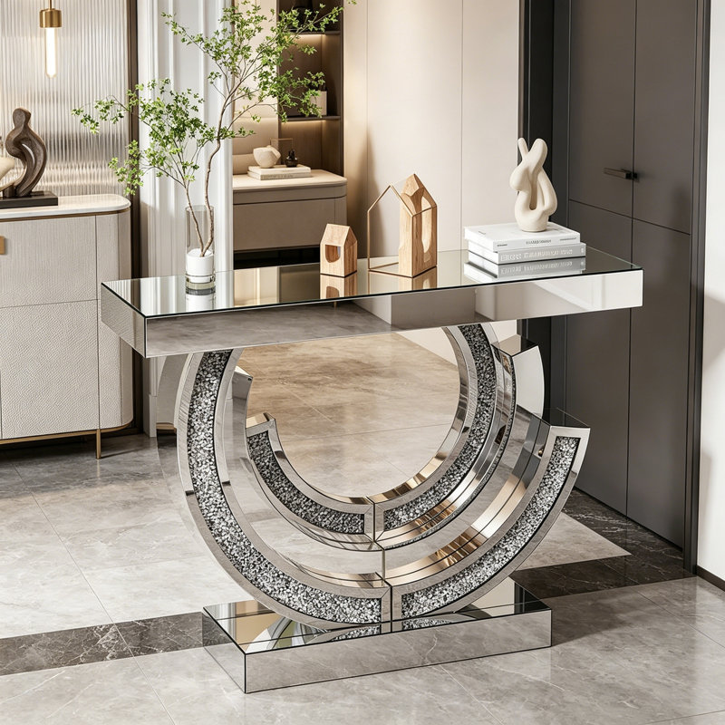 Miroir Center Isaiaha avec base robuste, Silver