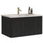 Meuble-lavabo contemporain: 30 po avec chêne noir, lavabo en céramique blanche, meuble-lavabo pratique - lavabo rayé de style moderne rayé, tiroir-118731814-118731813