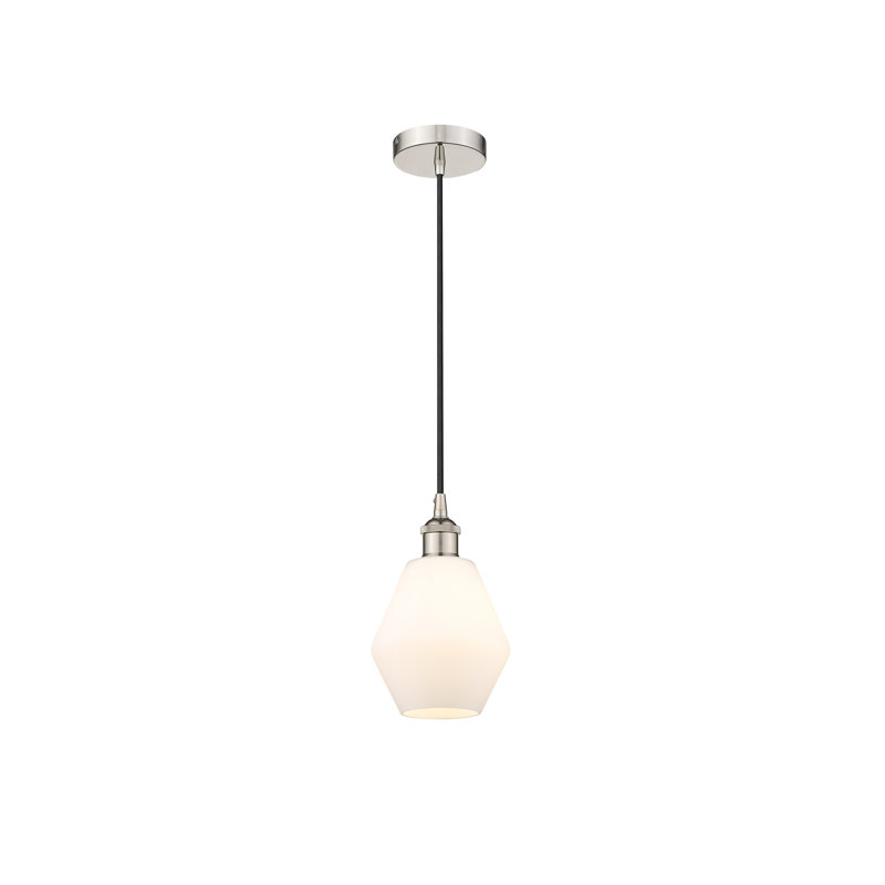 Luminaire suspendu à 1 lumière Gabbie, Nickel poli, Blanc mat