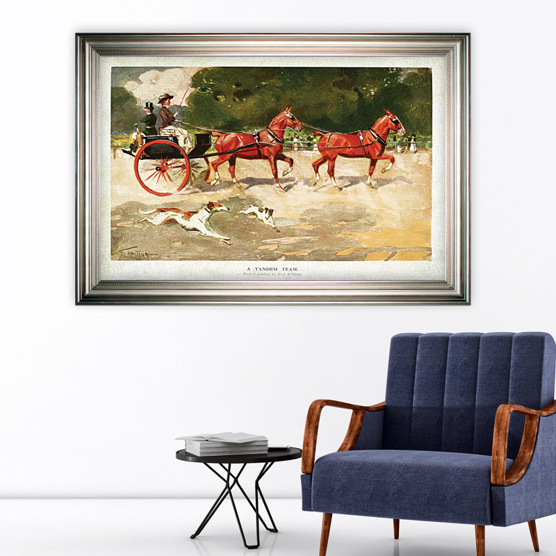 « cheval drawed coach alamy », impression, Cadre argenté, H 30 po x l 42 po x P 2 po, Pas de tapis