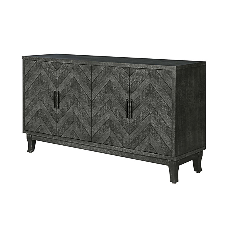 Buffet, table de buffet, armoire de salle à manger avec cadre en panneau de fibres à densité moyenne Ranulfo, Gris foncé