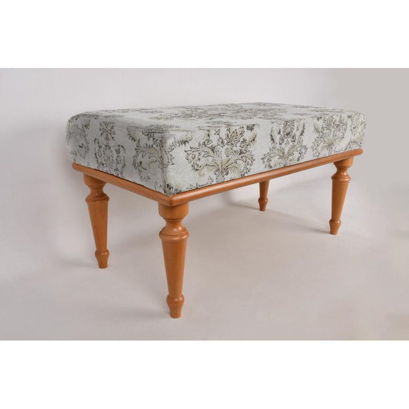 Cotton Upholstered Bench, Brown, 45cm H x 120cm W x 45cm D