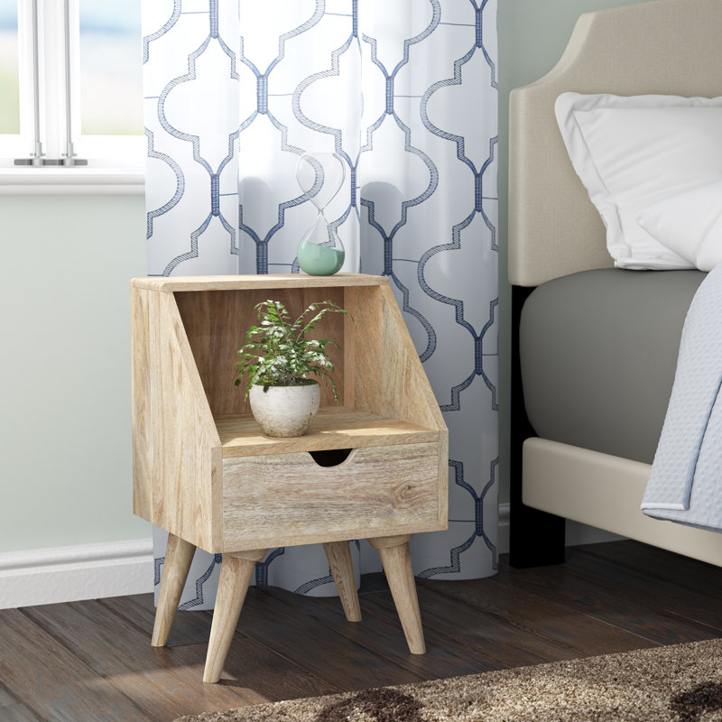 Rousseau 40cm W Solid Wood Bedside Table