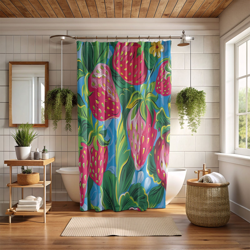 Rideau de douche standard 1 pièce Fruitful Berry Prints, H 74 po x l 71 po