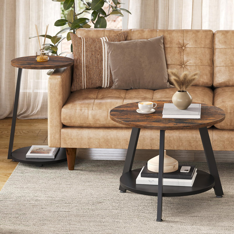 Coffee Table with Storage, Brown, Black